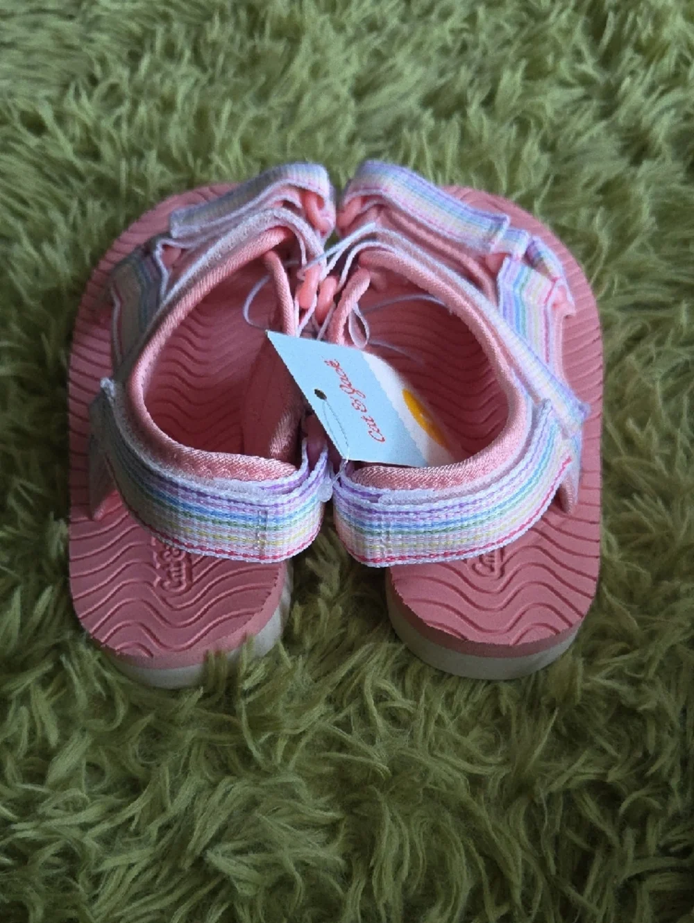 Kids‎ Pink Strappy Sandals with Rainbow Straps